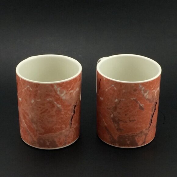 2 Vintage Siena Villeroy Boch Porcelain Tea Coffee Mugs Cups Salmon Orange - Picture 3 of 15